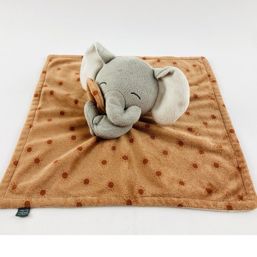 Modern Moments By Gerber Gray Elephant Lovey Baby Security Blanket Brown Polka d